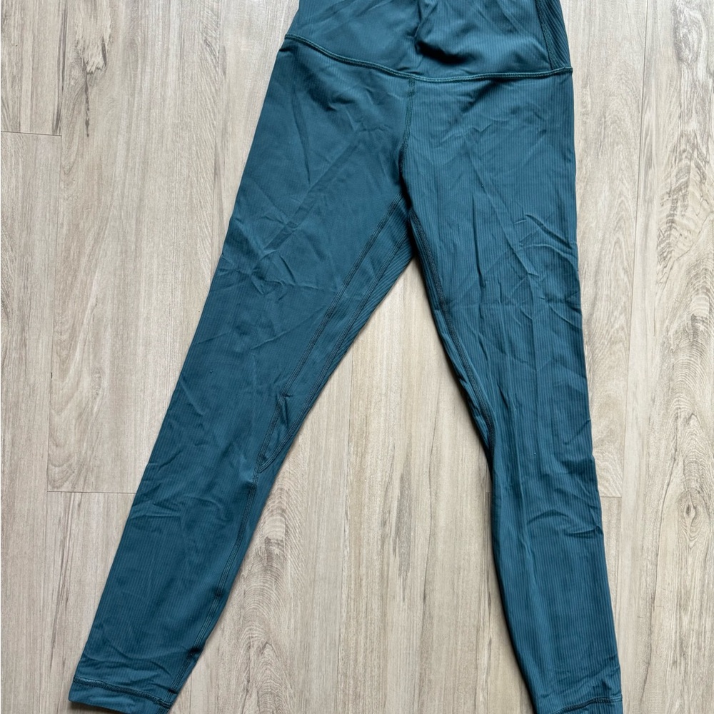 Teal Ribbed High-Waisted Lululemon Leggings
